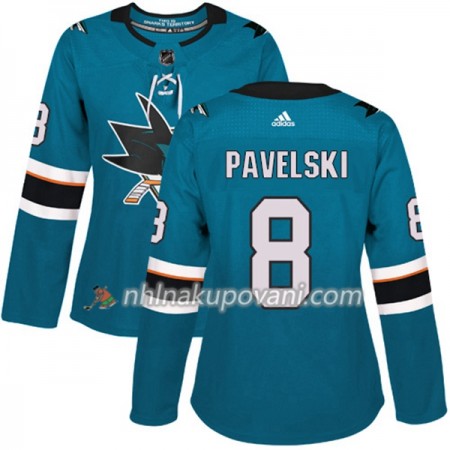 San Jose Sharks Dresy Joe Pavelski 8 Adidas 2017-2018 Teal Authentic - Dámské San Jose Sharks Dresy Joe Pavelski 8 Adidas 2017-2018 Teal Authentic - Dámské